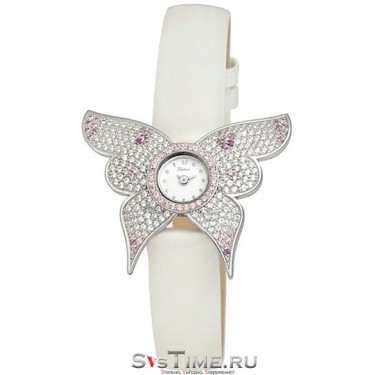 Женские серебряные наручные часы Platinor 99406.201 белый ремешок