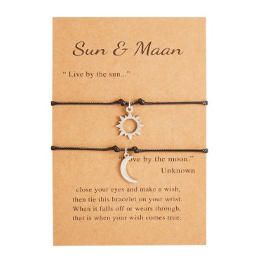 Браслет WowMan Jewelry WM1034 Moon and Sun Black