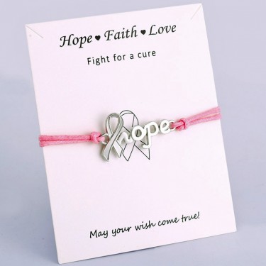 Браслет WowMan Jewelry WM1042 Silver Hope Charm Pink