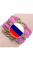 WowMan Jewelry WM1055 Russia Flag Pink