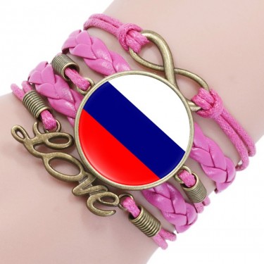 Браслет WowMan Jewelry WM1055 Russia Flag Pink