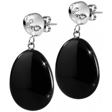 Серьги Morellato SRS11 OVAL EARRINGS ST.STEEL+ONYX PASTE