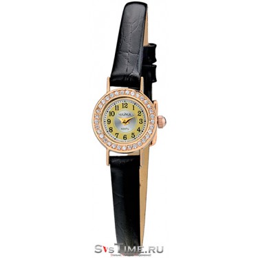Женские золотые наручные часы Чайка 97056-2.449