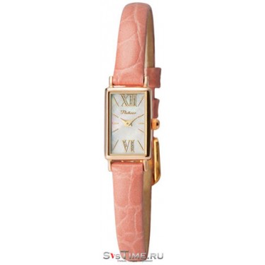Женские золотые наручные часы Platinor 200250.332 розовый ремешок