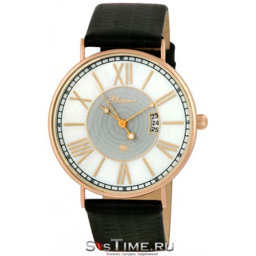 Женские золотые наручные часы Platinor 56750.323 черный ремешок