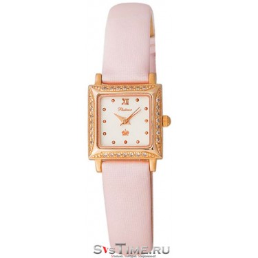 Женские золотые наручные часы Platinor 90256.116 розовый ремешок