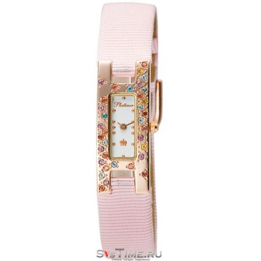 Женские золотые наручные часы Platinor 90457.201 розовый ремешок