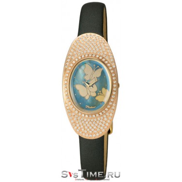Женские золотые наручные часы Platinor 92756.636 перламутровый циферблат
