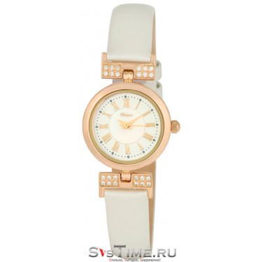 Женские золотые наручные часы Platinor 98256.220 белый ремешок